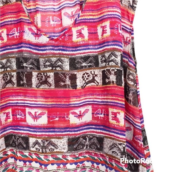 Show Me Your Mumu hieroglyphic tribal print multi colored sheer top - Picture 3 of 6